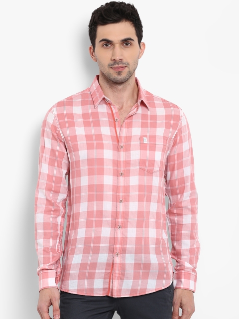 

Mufti Men White & Pink Slim Fit Checked Casual Shirt