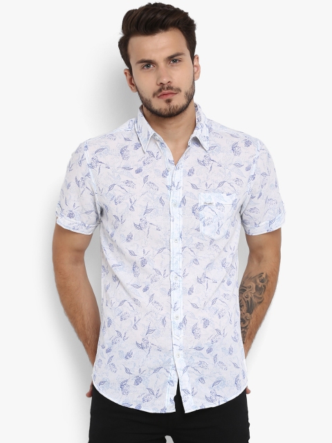 

Mufti Men White & Blue Slim Fit Printed Casual Shirt