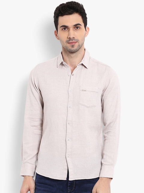 

Mufti Men Beige Slim Fit Solid Casual Shirt