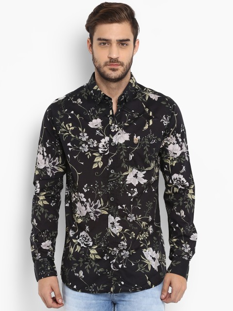 

Mufti Men Black Slim Fit Printed Casual Shirt