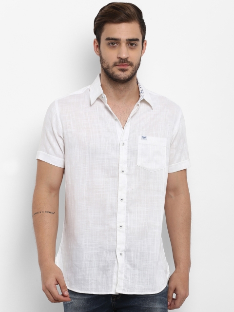 

Mufti Men White Slim Fit Solid Casual Shirt