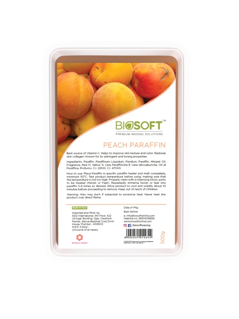 Biosoft Women Peach Paraffin Wax 500gm