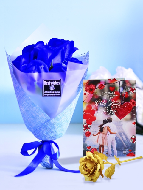 

Archies Multicoloured Flower Soap with Golden Rose & Greeting Card, Multi