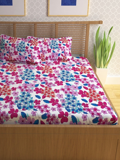 

Story@home Multicoloured Floral Flat 186TC Cotton 1 Double Bedsheet with 2 Pillow Covers, Multi