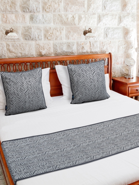 

S9home by Seasons Grey & Bed Runner with Cushion Covers