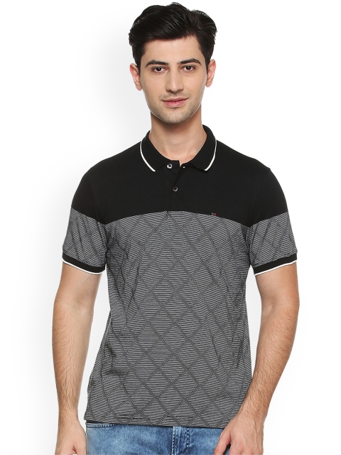 

Peter England Casuals Men Grey Self Design Polo Collar T-shirt