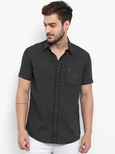 

Mufti Men Black Slim Fit Checked Casual Shirt