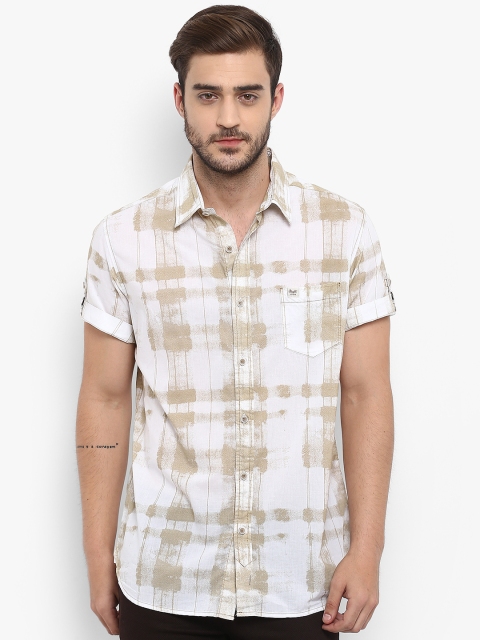 

Mufti Men White & Khaki Slim Fit Printed Casual Shirt