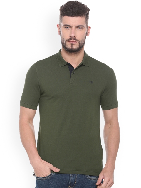 

Van Heusen Sport Men Olive Green Solid Polo Collar T-shirt
