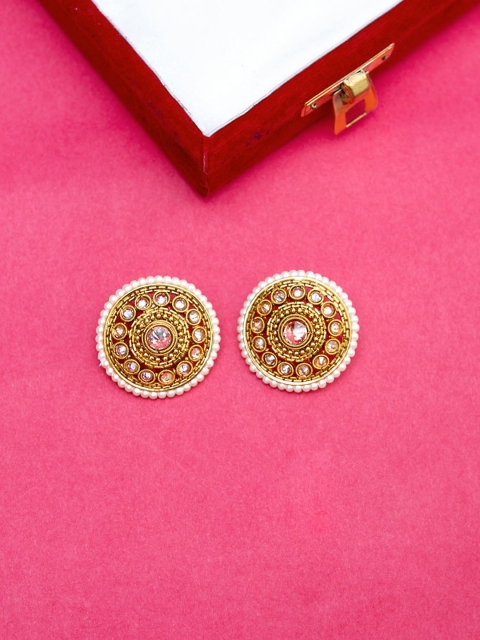 

Voylla Gold-Plated & Off-White Circular Enamelled Studs