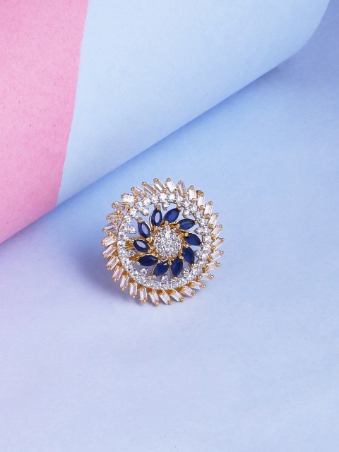 

Voylla Gold-Toned Stone Studded Floral Ring