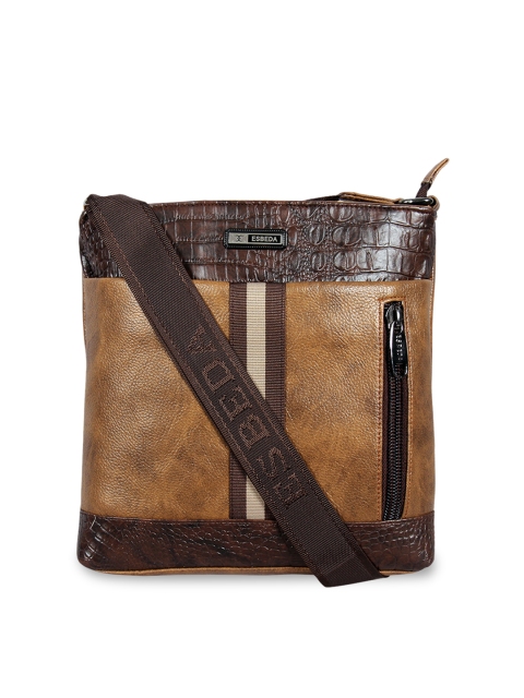 

ESBEDA Men Brown Colourblocked Messenger Bag