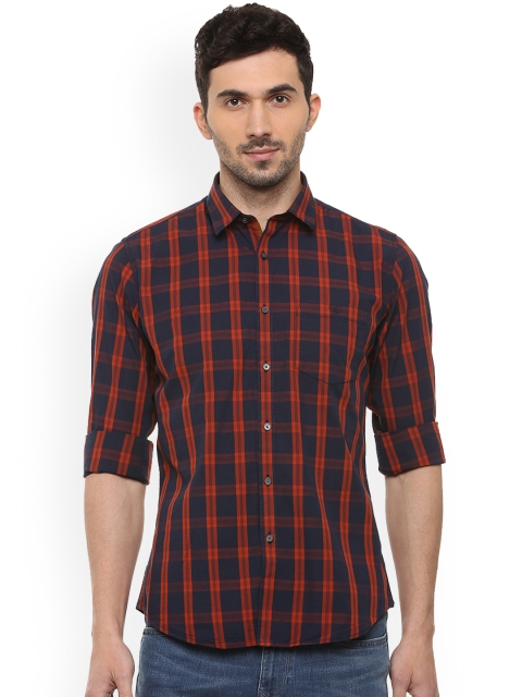 

Van Heusen Sport Men Navy Blue & Red Slim Fit Checked Casual Shirt