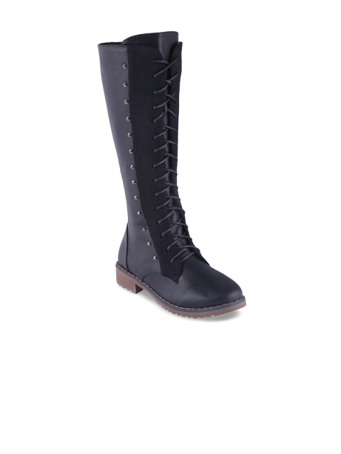 

MSC Women Black Solid High-Top Flat Boots