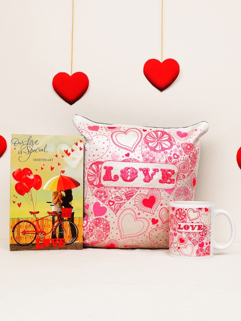 

Archies Love Gifts Valentines Day Special Mug & Cushion + Greeting Card - Pack of 3, Multi