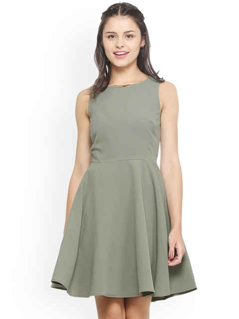 

Allen Solly Woman Women Olive Green Solid A-Line Dress