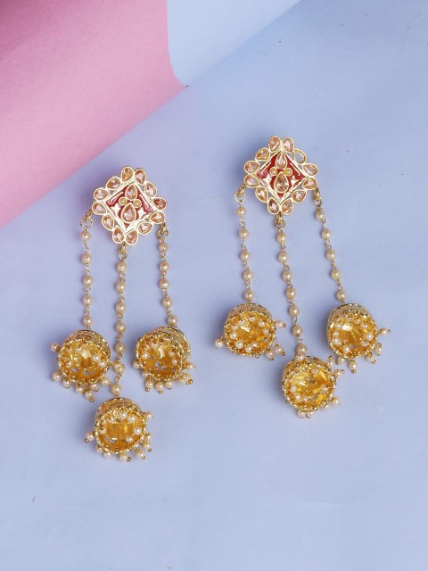 

Voylla Gold-Toned Dome Shaped Jhumkas
