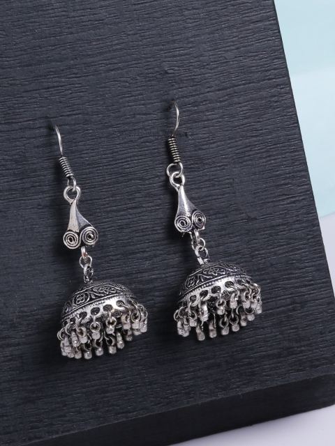 

Voylla Silver-Toned Dome Shaped Jhumkas