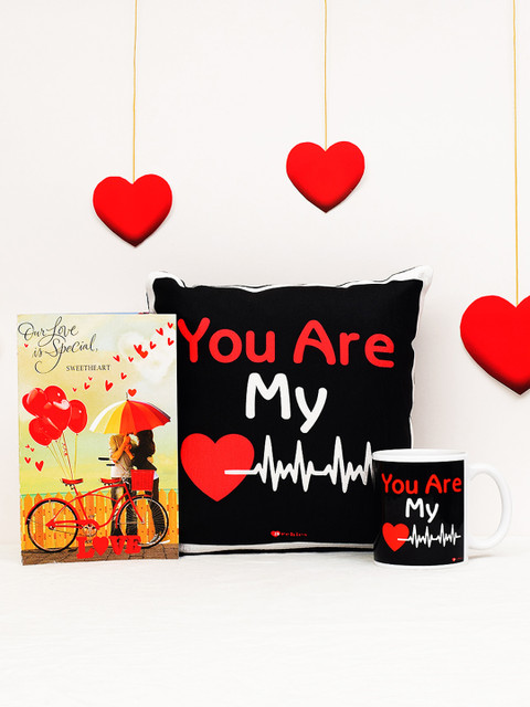 

Archies Love Gifts Valentines Day Special Mug & Cushion + Greeting Card - Pack of 3, Multi