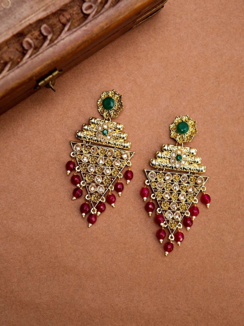 

Voylla Gold-Toned Triangular Drop Earrings