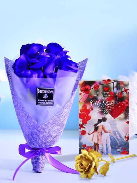 

Archies Multicoloured Flower Soap with Golden Rose & Greeting Card, Multi