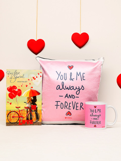 

Archies Love Gifts Valentines Day Pack of 3 Special Mug & Cushion + Greeting Card, Multi