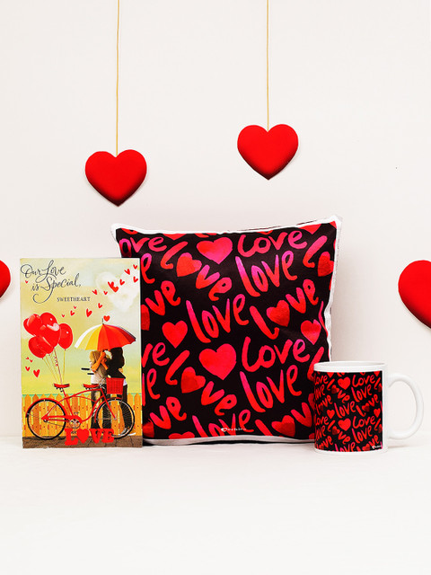 

Archies Love Gifts Valentines Day Special Mug & Cushion + Greeting Card - Pack of 3, Multi