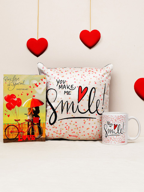 

Archies Love Gifts Valentines Day Special Mug & Cushion + Greeting Card - Pack of 3, Multi