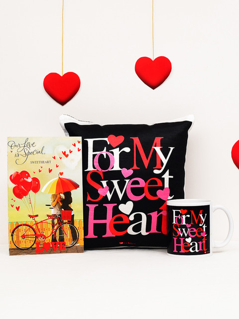 

Archies Love Gifts Valentines Day Special Mug & Cushion + Greeting Card - Pack of 3, Multi