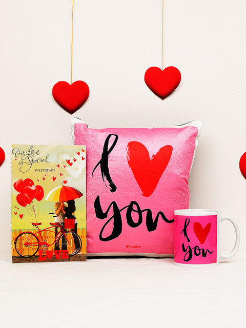 

Archies Love Gifts Valentines Day Special Mug & Cushion + Greeting Card - Pack of 3, Multi