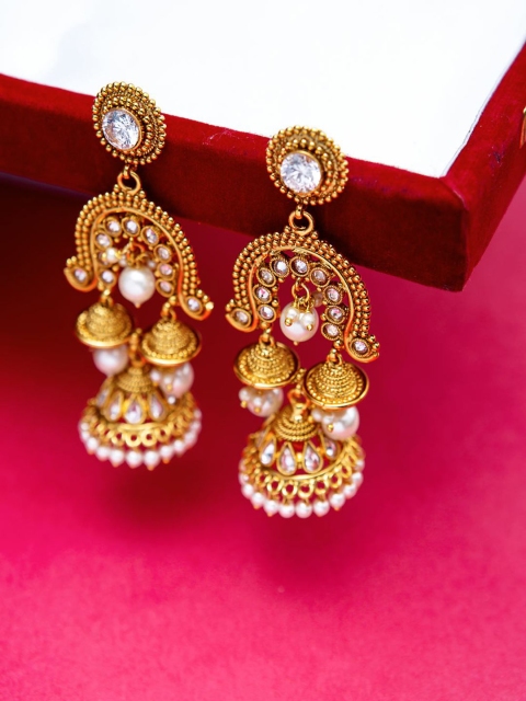 

Voylla Gold-Plated Enamelled Contemporary Drop Earrings