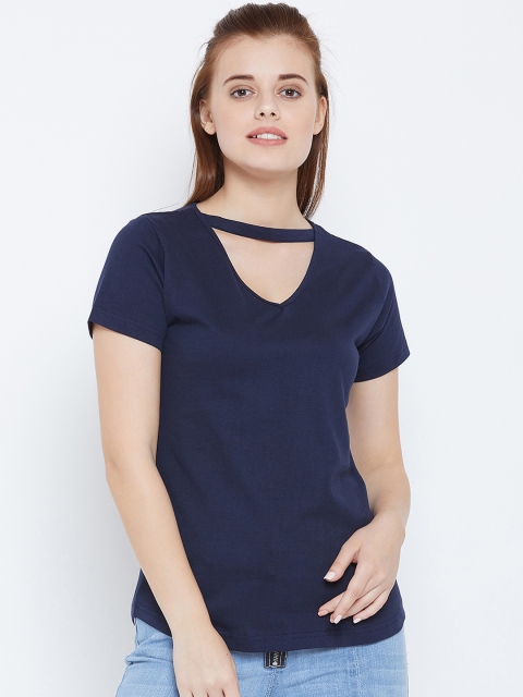 

The Dry State Women Navy Blue Solid Top