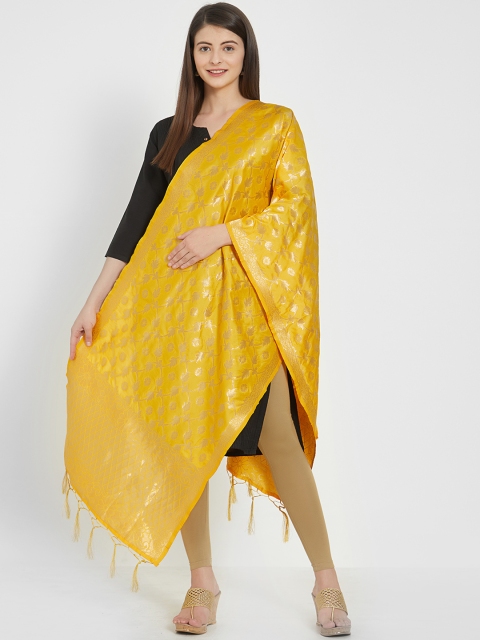 

Faserz Women Yellow Self-Design Dupatta