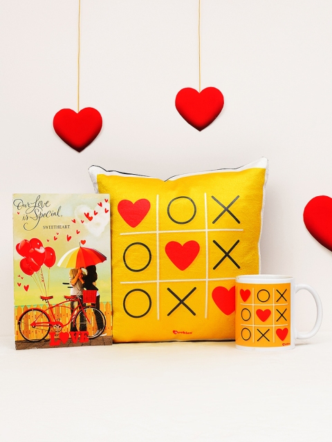 

Archies Love Gifts Valentines Day Special Pack of 3 Special Mug & Cushion With Greeting Card Gift Set, Multi