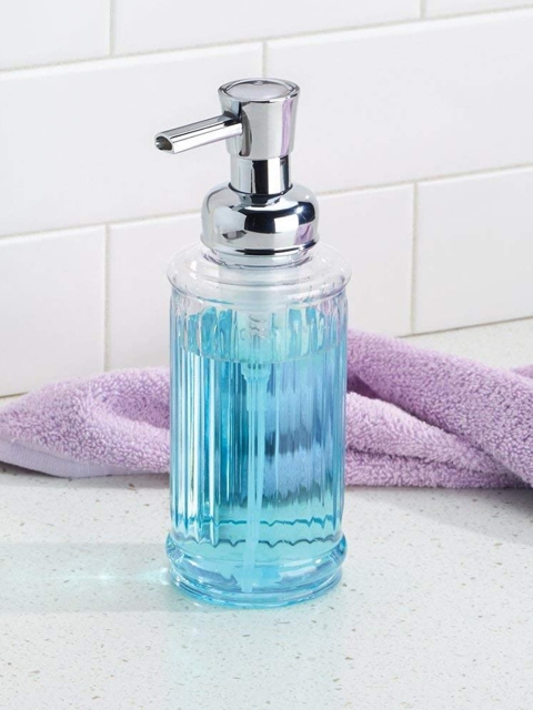 

INTERDESIGN White & Silver-Toned Plastic Soap Dispenser