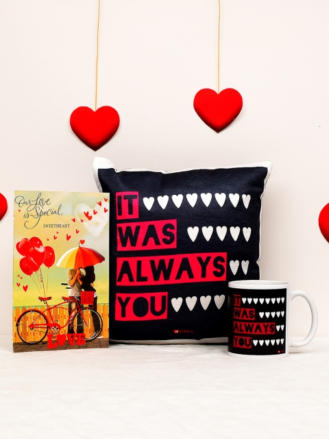 Archies Love Gifts Valentines Day Special Mug & Cushion + Greeting Card - Pack of 3, Multi