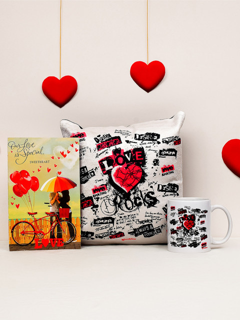 

Archies Love Gifts Valentines Day Special Mug & Cushion + Greeting Card - Pack of 3, Multi
