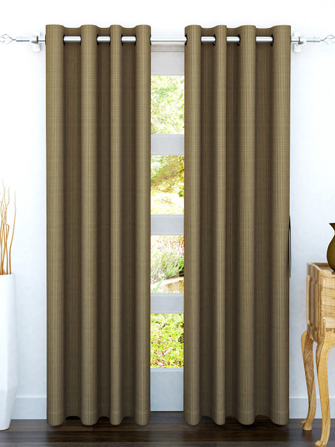 

Story@home Set of 2 Single Door Curtains, Brown