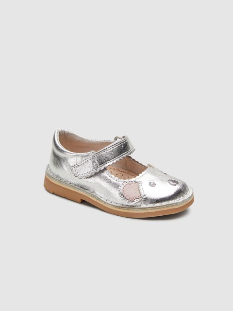 

next Girls Silver-Toned Solid Leather Ballerinas