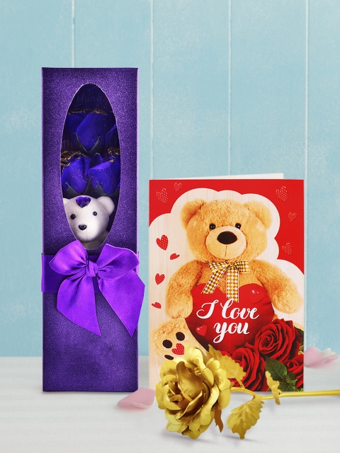 

Archies Multicoloured Flower Soap with Golden Rose & Greeting Card, Multi