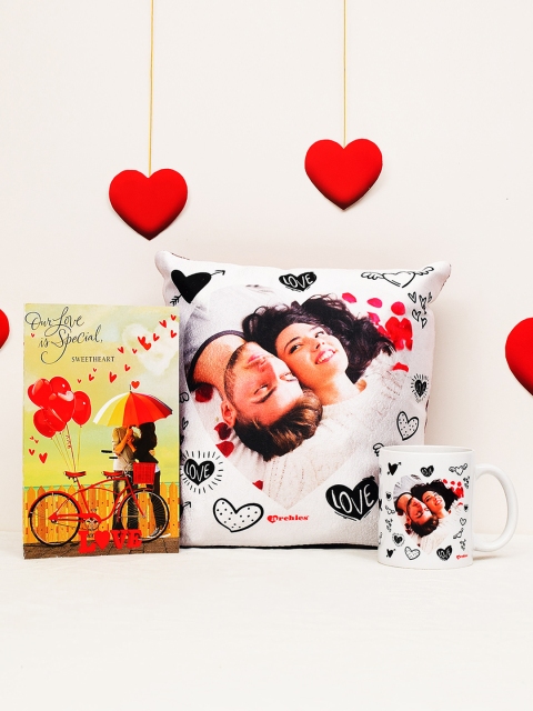 

Archies Love Gifts Valentines Day Special Mug with Cushion & Greeting Card, Multi