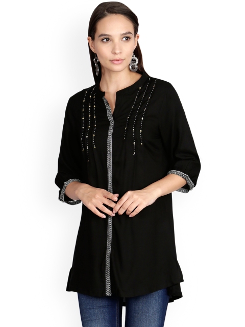 

Alena Black Solid Tunic