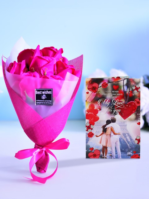 

Archies Pack of 2 Valentines Day Special Flower Soap & Greeting Card Combo, Pink