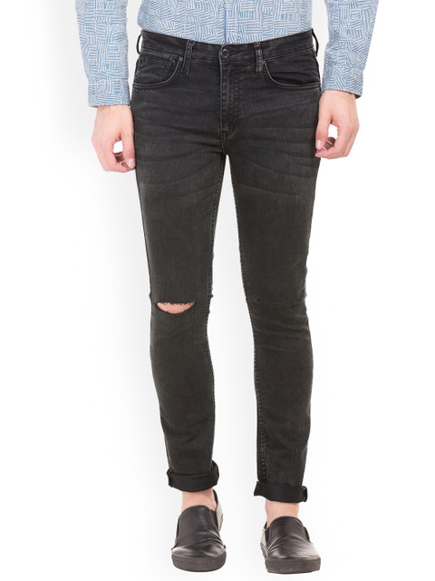 

Colt Men Black Skinny Fit Low-Rise Slash Knee Jeans