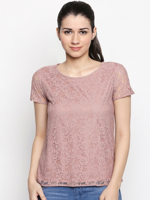 

Honey by Pantaloons Women Peach-Coloured Self Design A-Line Top