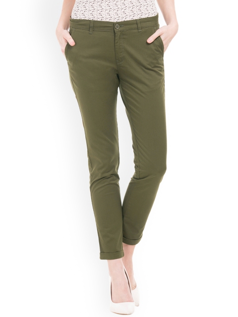 

Cherokee Women Green Regular Fit Solid Regular Trousers
