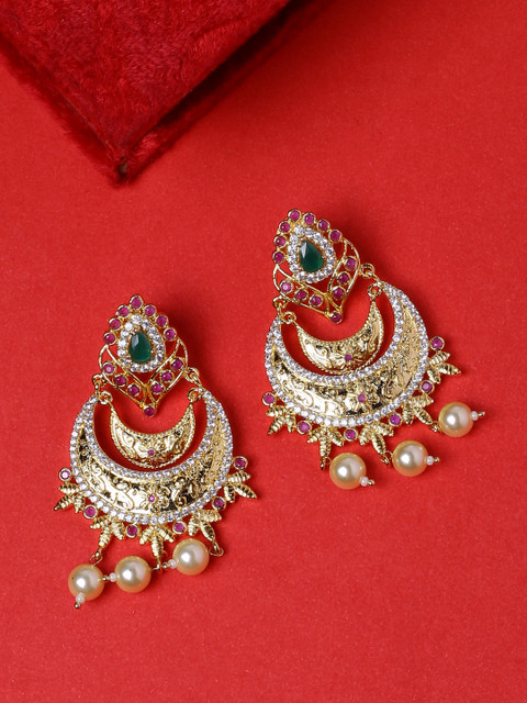 

Voylla Gold-Plated Handcrafted Crescent Shaped Chandbalis