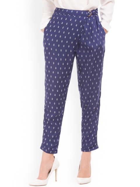 Cherokee Women Blue Regular Fit Printed Cigarette Trousers