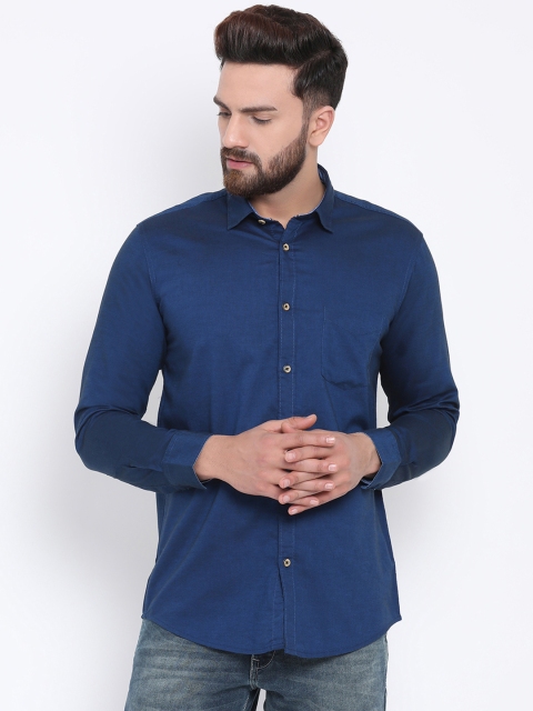 

Richlook Men Navy Blue Slim Fit Solid Casual Shirt