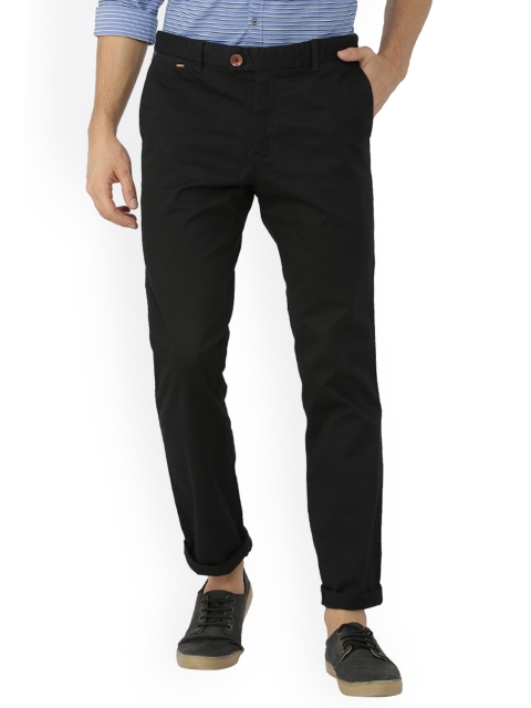 

RARE RABBIT Men Black Slim Fit Solid Regular Trousers